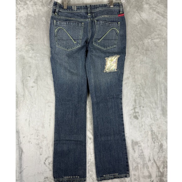 Y2K Guess Jeans Women Distressed Patchwork Bootcut Denim Jeans Size 24 - Picture 2 of 7